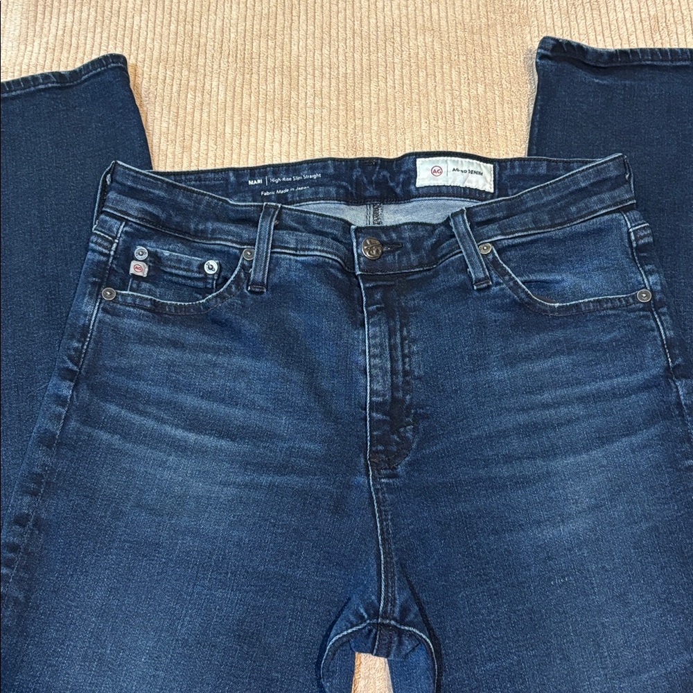 AG Mari High Rise Slim Straight Jeans Dark Wash Japanese Fabric Women’s